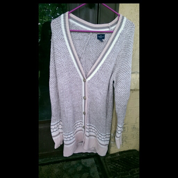 beige long knit cardigan from AE size M