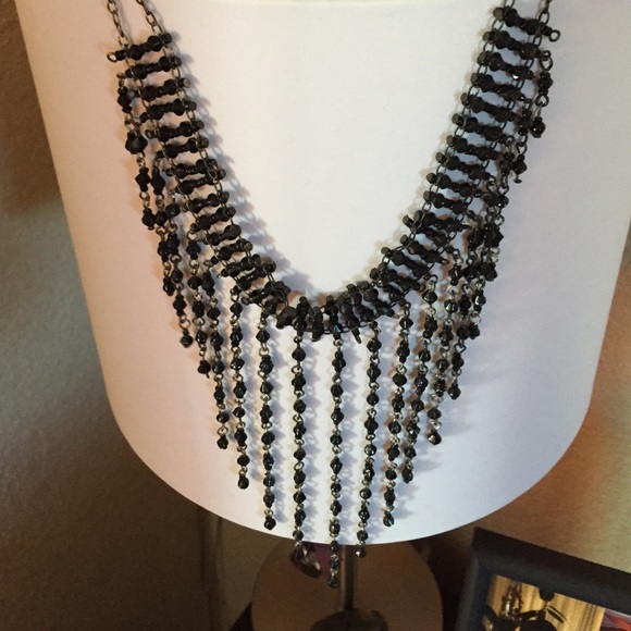 Black beaded statement necklace