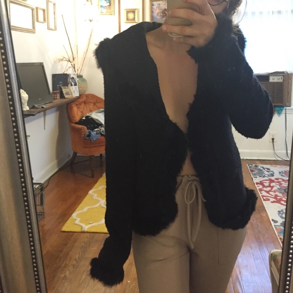 Bebe black sweater with faux fur