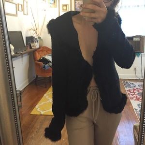 Bebe black sweater with faux fur
