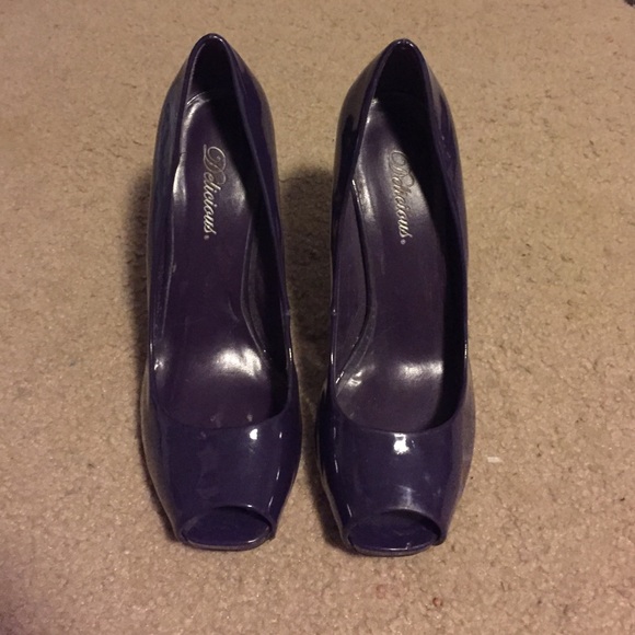 Purple peep toe heels