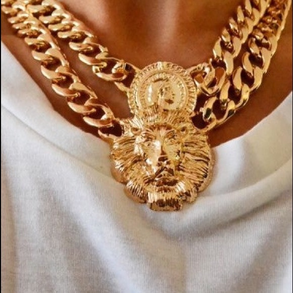 Accessories - Gold tone lion chain necklace