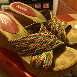 Multi color wedge sandals