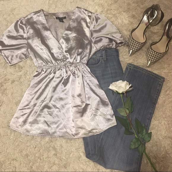 Sydney Tyler Tops - Sydney Tyler Silver Satin Blouse
