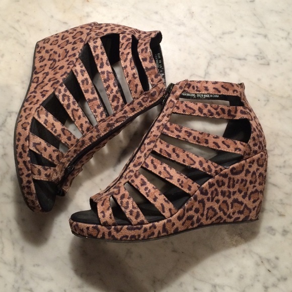 Cheetah leopard print cage wedged heels MAKE OFFER