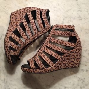 Cheetah leopard print cage wedged heels MAKE OFFER