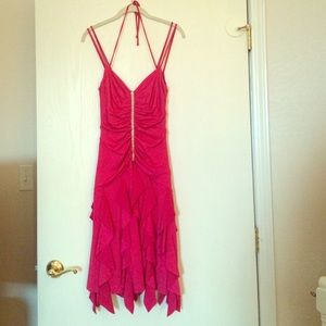 Pink semi formal dress with rhinestones size 6