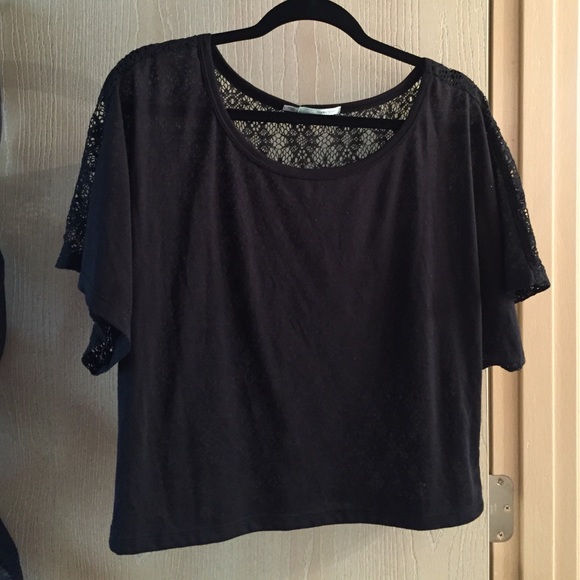 Black lace backed crop top.