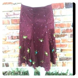 boho Persaman burgundy mesh skirt.