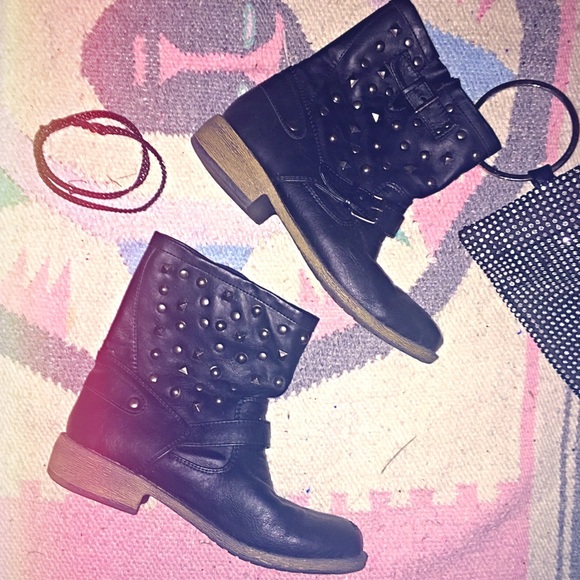 Studded black booties