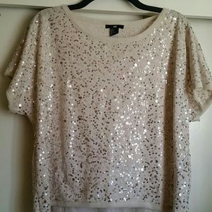 H&M Cream Sequins blouse