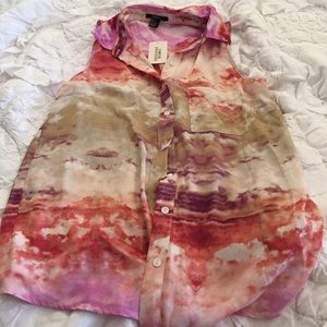 Forever 21 sleeveless tye dye button down S NWT