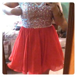 Dazzling red corset-back homecoming dress