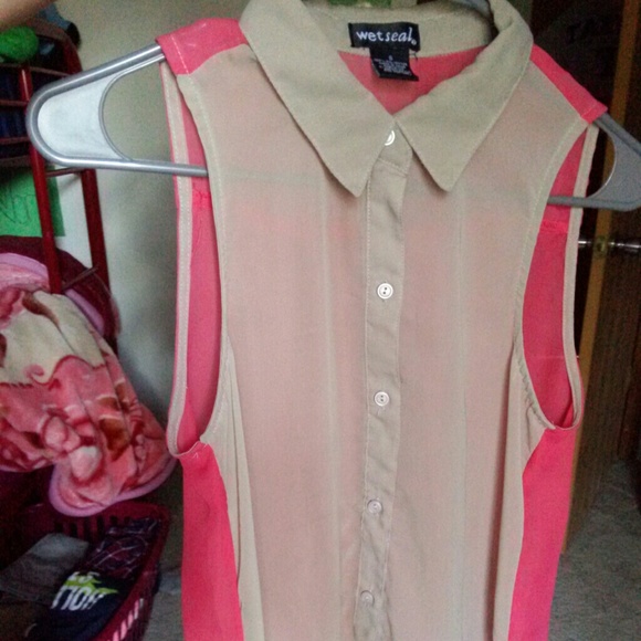 Sheer Collared Tank Top - Picture 1 of 3