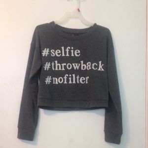 Hashtag Long Sleeve Crop Top
