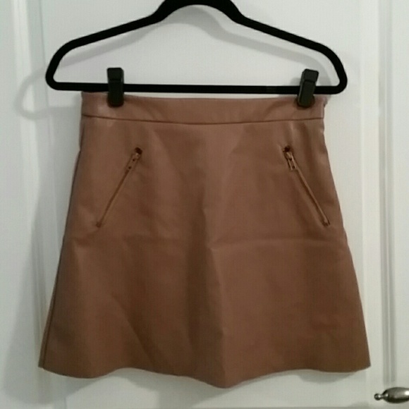 Faux leather skater skirt with zips in brown - Picture 1 of 1