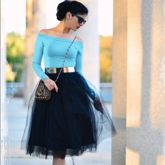 NWT Black Tulle Midi Skirt Shabby Apple