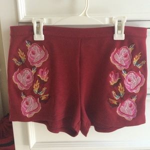 Red floral shorts