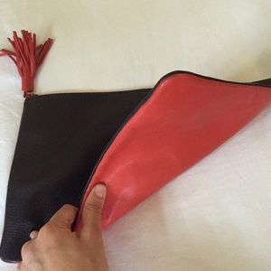 Madewell black and red large clutch