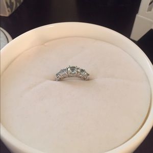 Sterling silver and aquamarine ring. Size 7