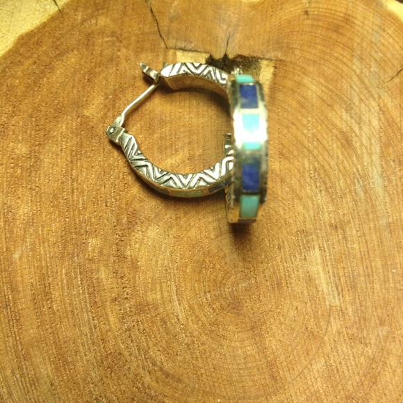 Turquoise and cobalt hoop earrings