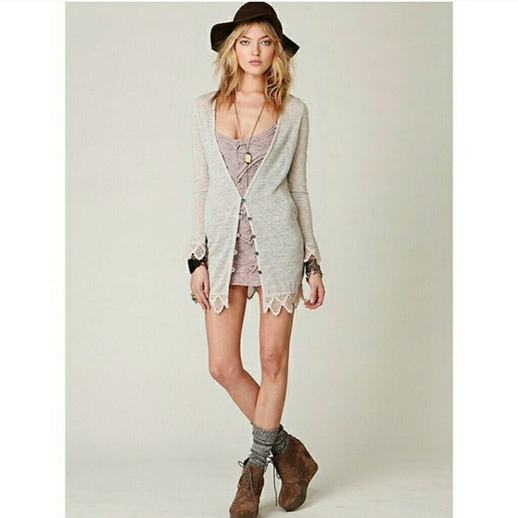 Free People Crochet Edge Cardigan
