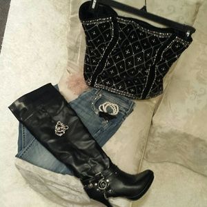 Black with silver bustier/ corset