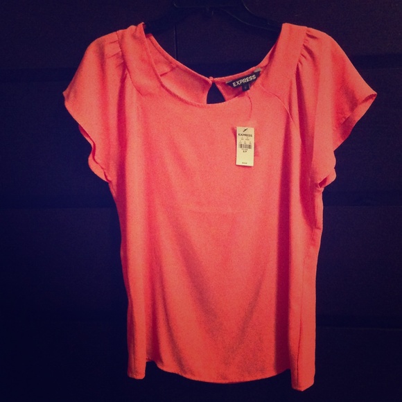 Express Coral Chiffon Top
