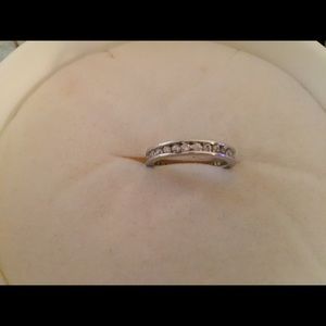 Sterling silver faux diamond eternity band