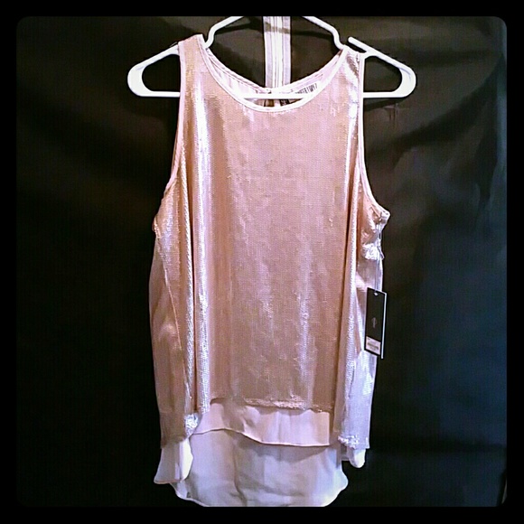 Soft pink sequin sleeveless top