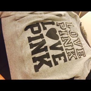 Love pink gray and black sweater