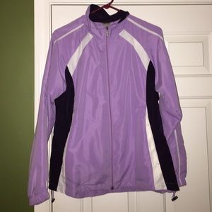 Purple athletic jacket AND sweatpants