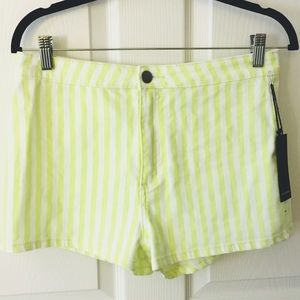 High waisted neon striped shorts