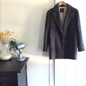 Madewell Grey Brush Weave Cocoon Coat