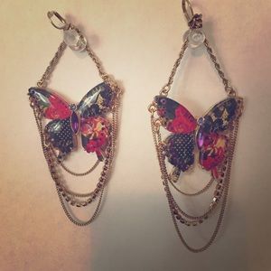 Betsy Johnson dangle butterfly earrings