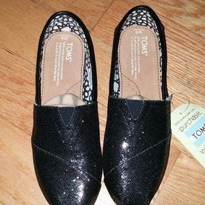 Toms black glitter
