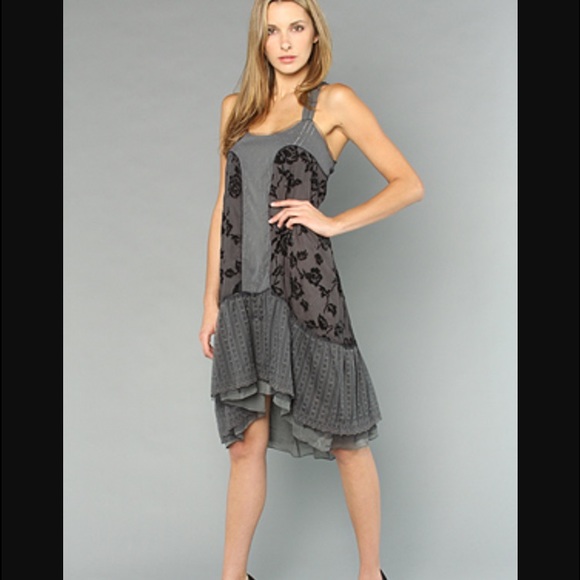 Free People Black and Grey Dropwaist Dress