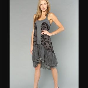 Free People Black and Grey Dropwaist Dress