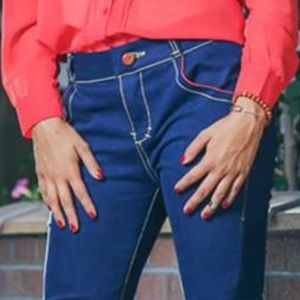 Stone Denim Designs Red Hibiscus Jean with Jasper