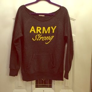 Off the shoulder Army sweatshirt