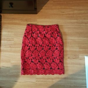 Worn once red and black skirt
