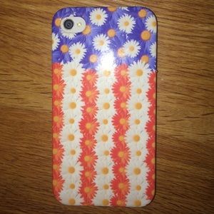 iPhone 4/4s floral USA flag phone case