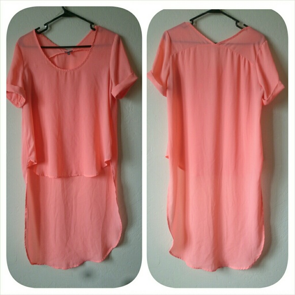 Bright coral high low top