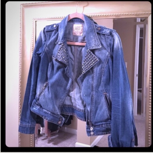 Zara denim stud jacket as seen on celebs