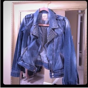 Zara denim stud jacket as seen on celebs