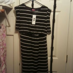 Maternity  black and white striped dress.