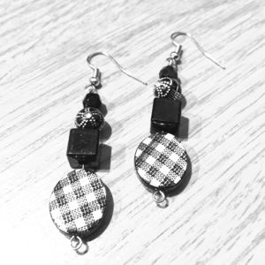 Black plaid earrings