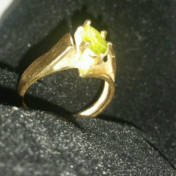 Marquise cut peridot bypass ring