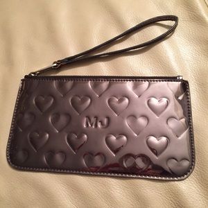 Marc Jacobs Gunmetal Mirrored Heart Wristlet