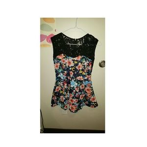 Lace & floral skater dress